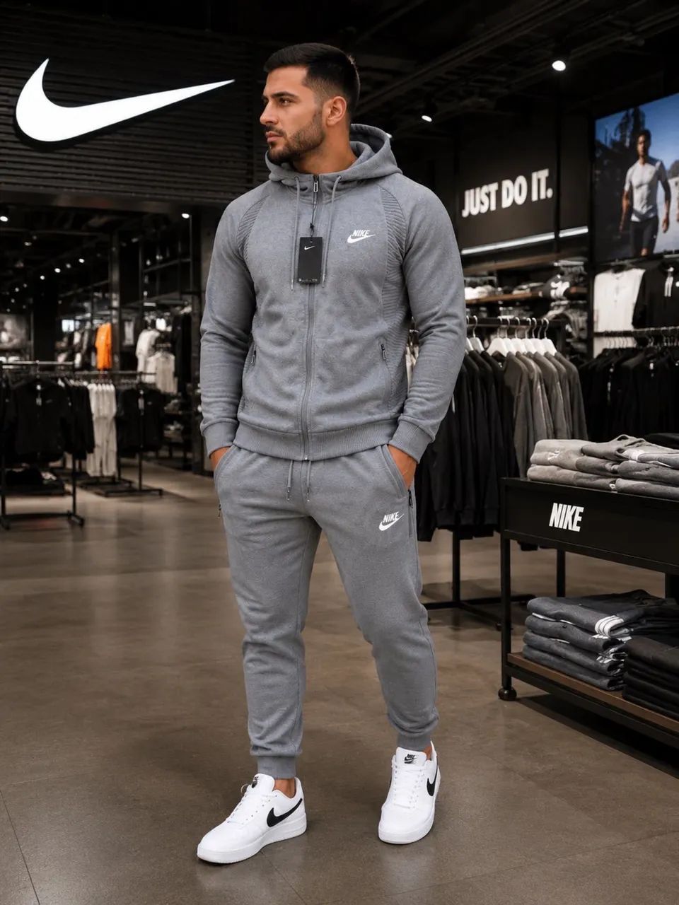 Conjunto Cinza Nike de frio P ao GG