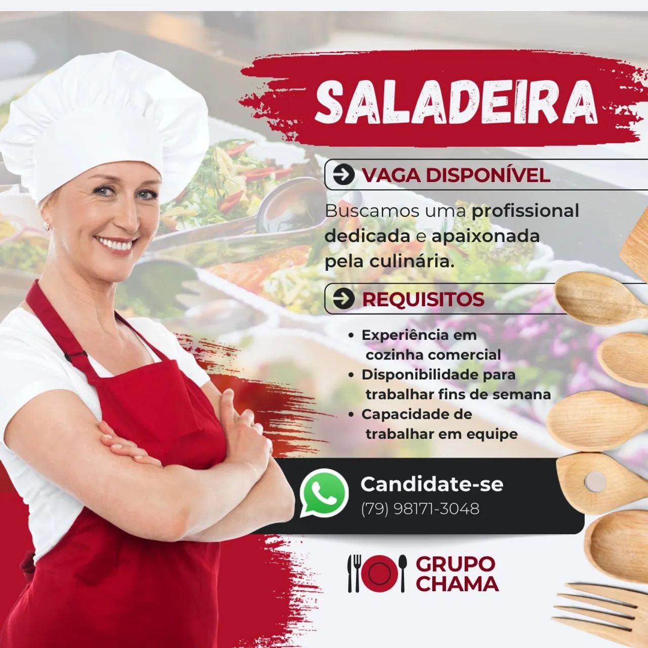 Vaga Saladeira e Auxiliar Prática