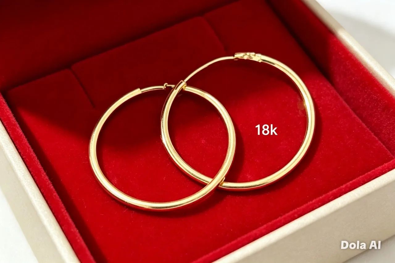 Vendo par de brincos argola em ouro 18k