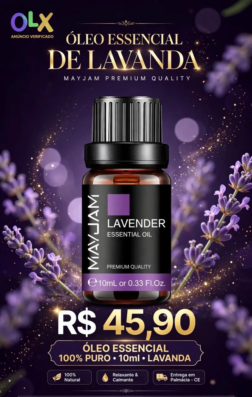 Óleo Essencial de Lavanda MAYJAM Original 10ml - Relaxante 100% Puro
