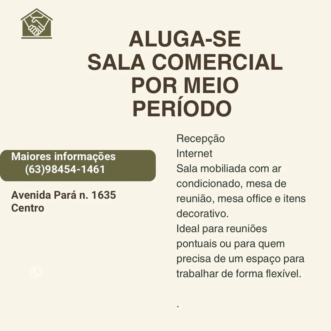 Alugo sala comercial meio período 