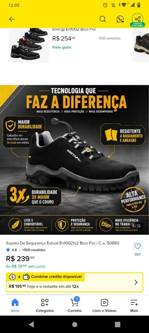 Sapato de segurança Estival n44 - Foto 4