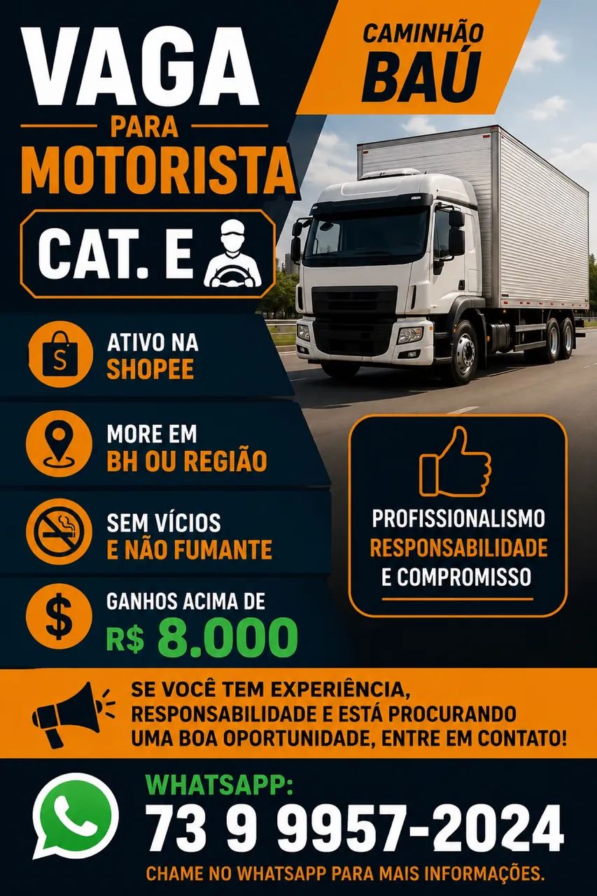 Vaga motorista Cat E 