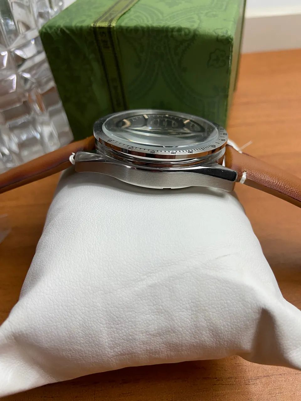 Relógio Omega Speedmaster 42mm automático pulseira marrom - Foto 4