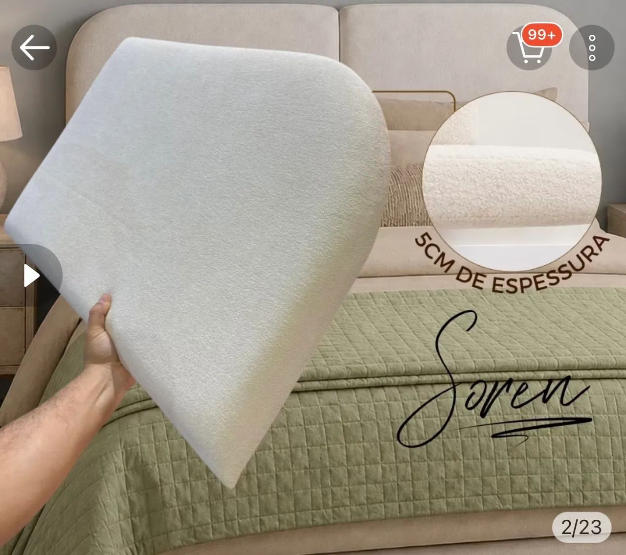 Cabeceira estofada para cama de casal