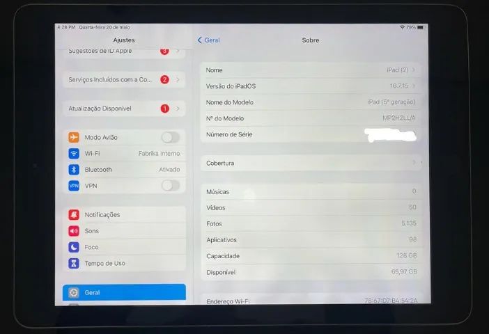 Ipad 5a Geração - 128gb - MP2H2LL/A - Cinza - Foto 3