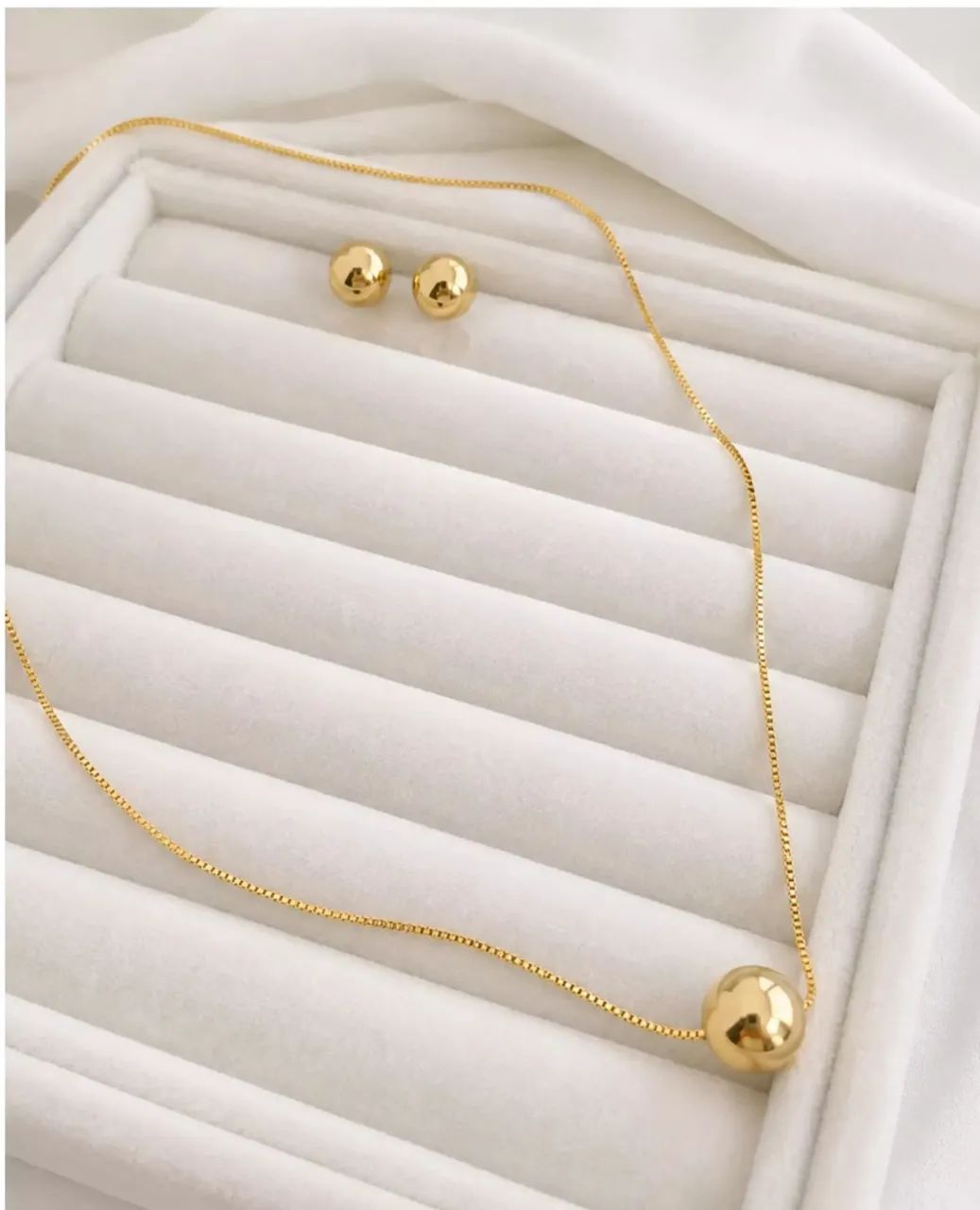 Conjunto Esfera ouro 18k