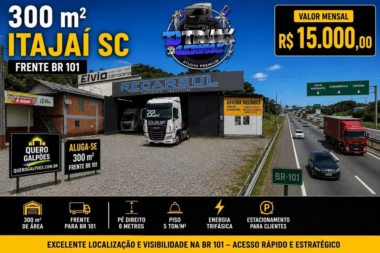 Galpões de 300 m2 Itajai sc Bairro Espinheiro