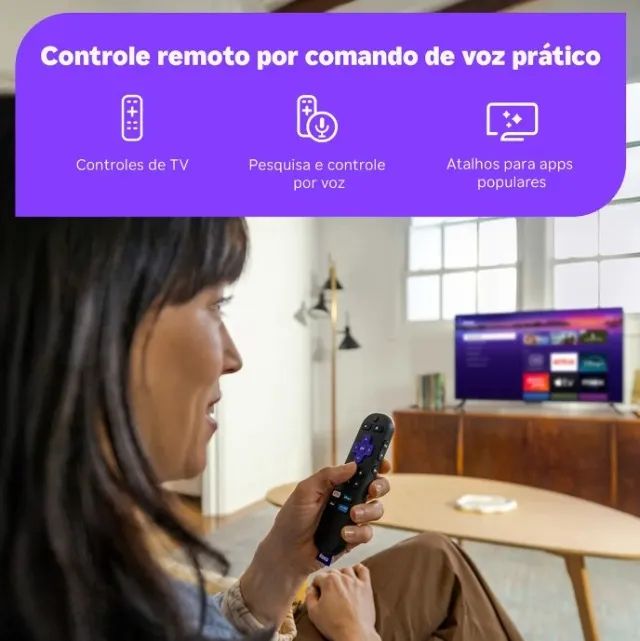 Roku Streaming Stick Para Tv Hd/fhd Controle Por Voz - Foto 5