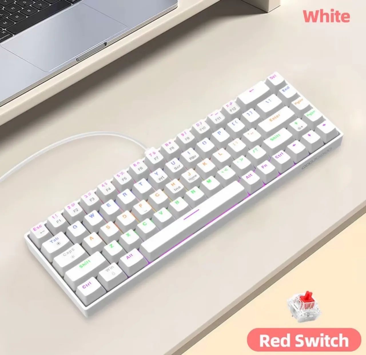 Teclado branco 60% abnt2 switch red hotswap