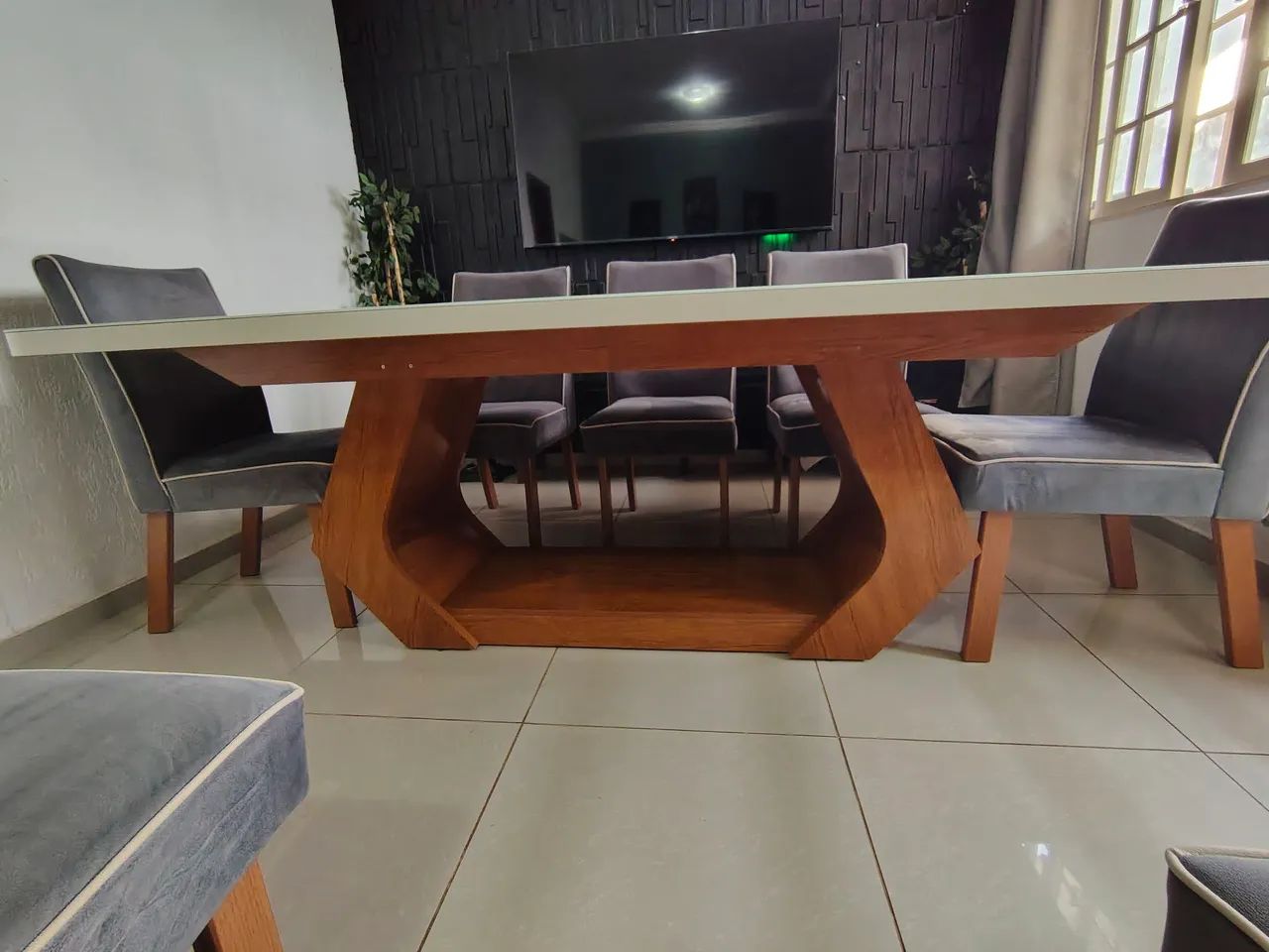 Mesa de jantar Tampo de Vidro Temperado com 8 cadeiras (ACEITO OFERTA) - Foto 4