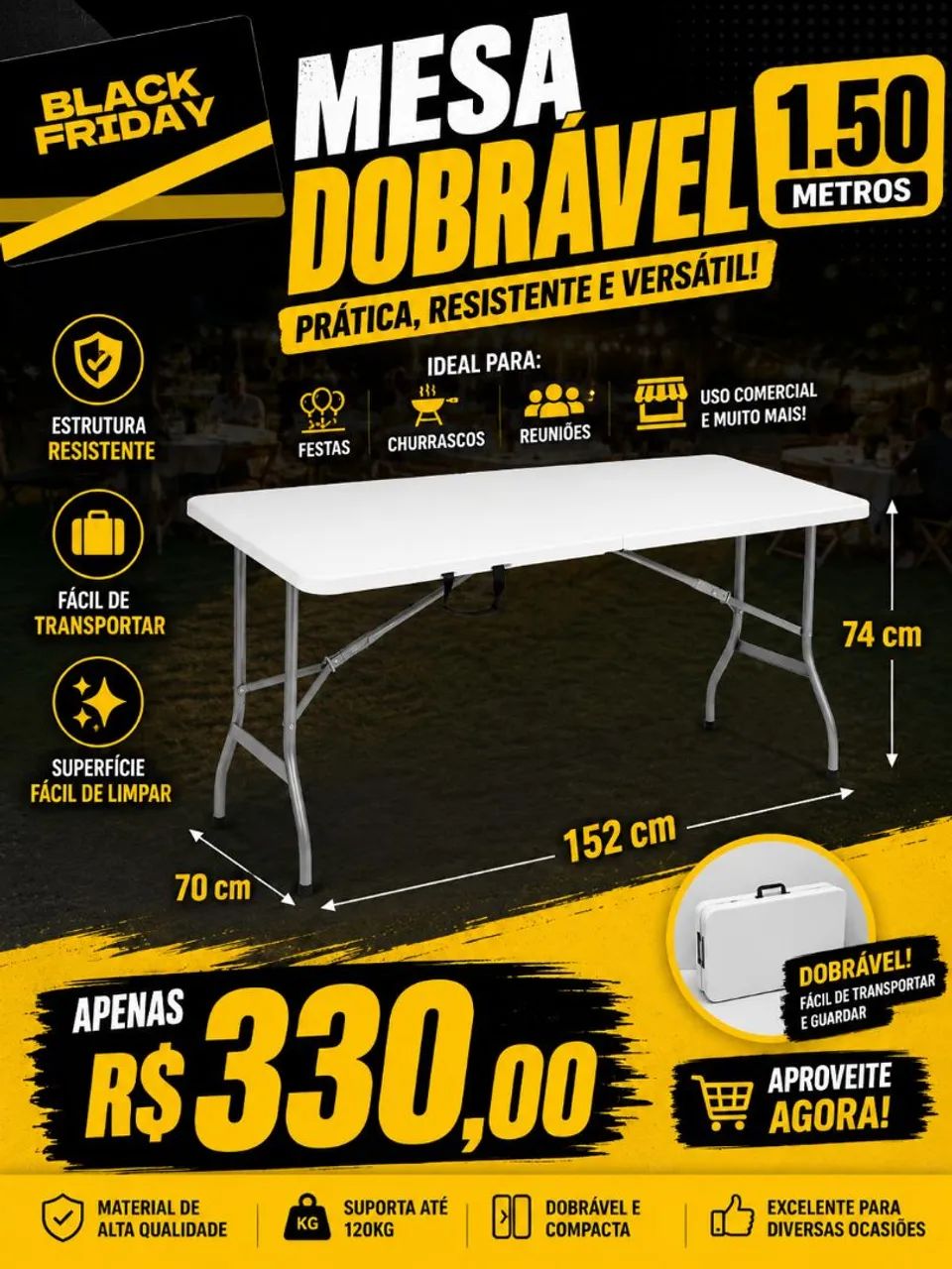 Mesa dobrável 1.5mt - Foto 5