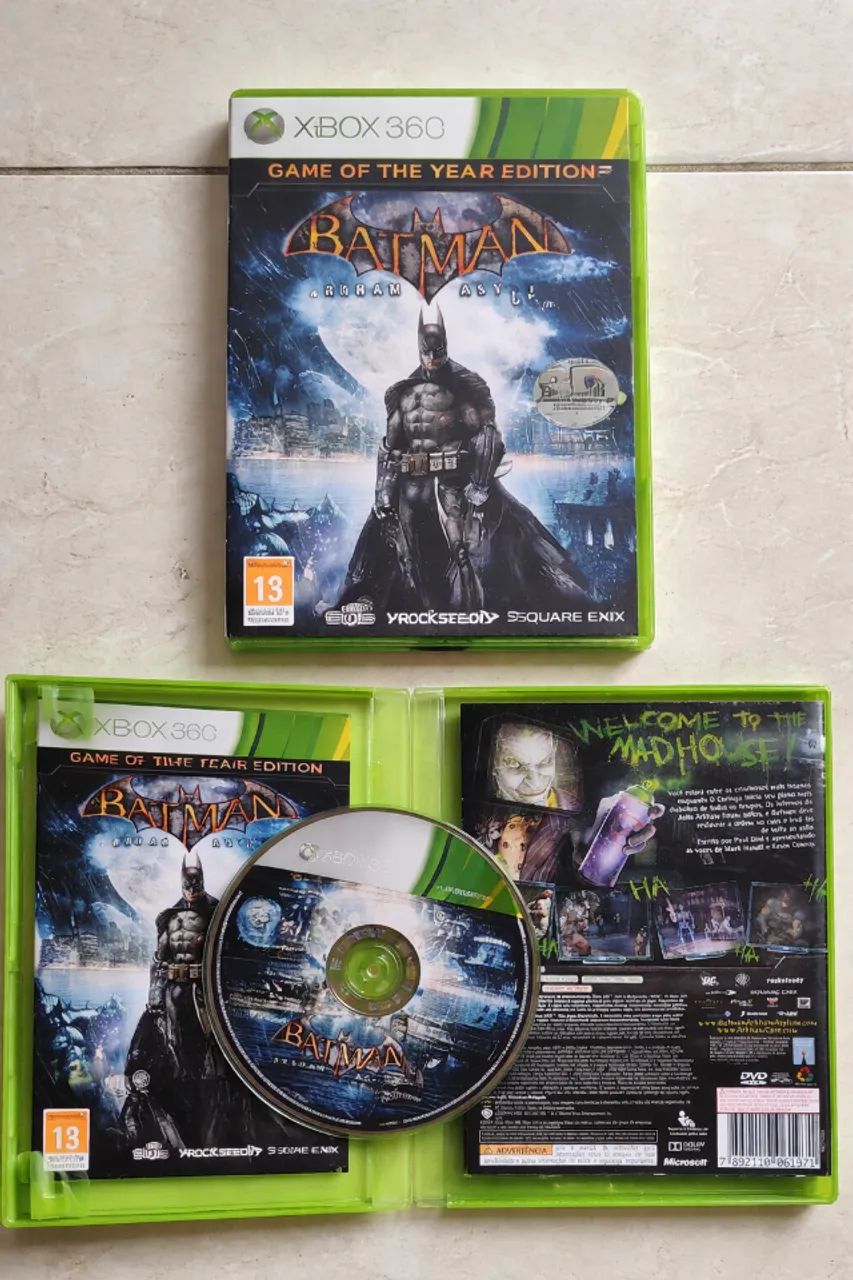 batman arkham asylum para xbox 360 original com midia e manuais