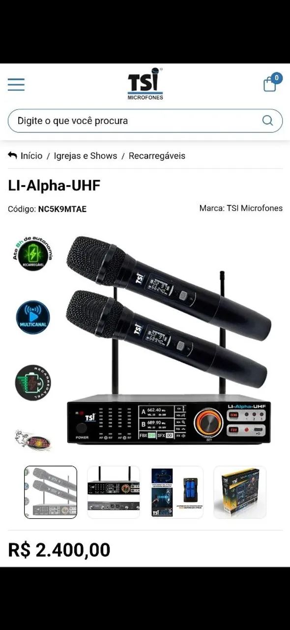 Microfone Sem fio Tsi Alpha Recarregável 