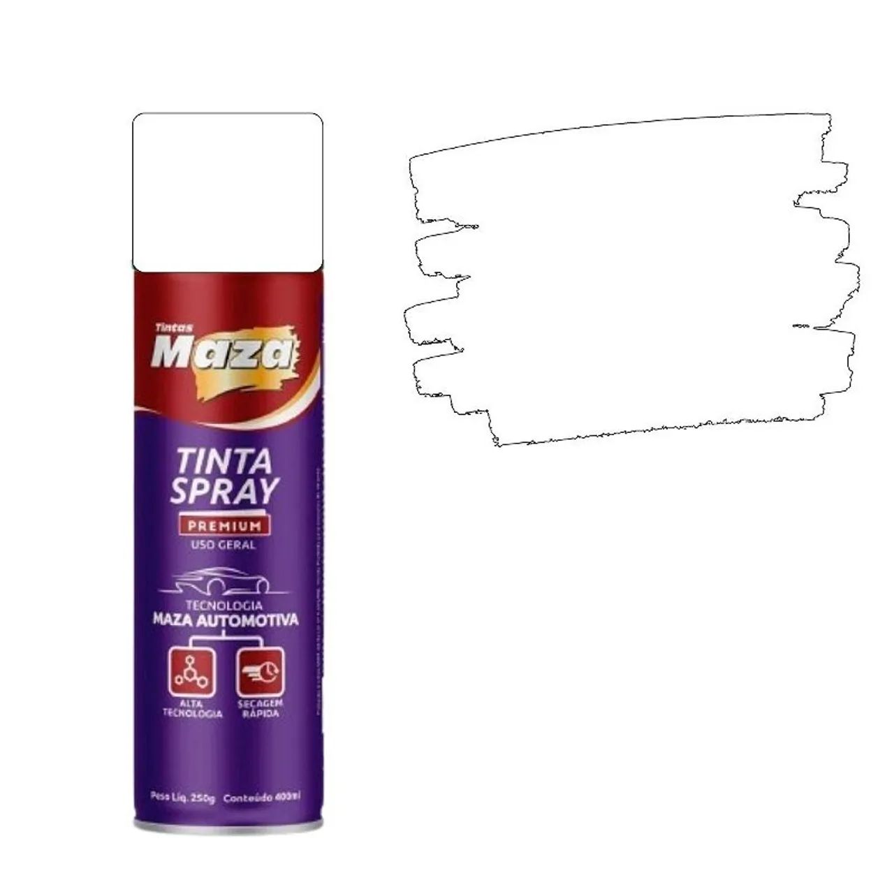 Tinta Spray Automotivo Branco Brilhante Maza 400ML