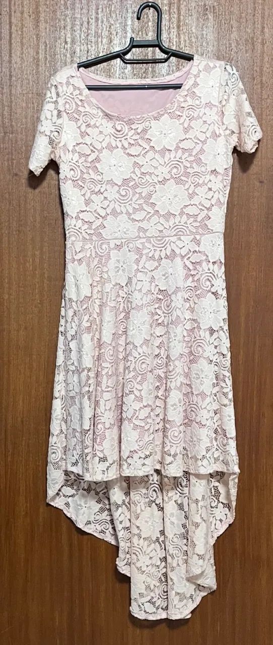 vestido rosa claro renda mulet - Foto 3