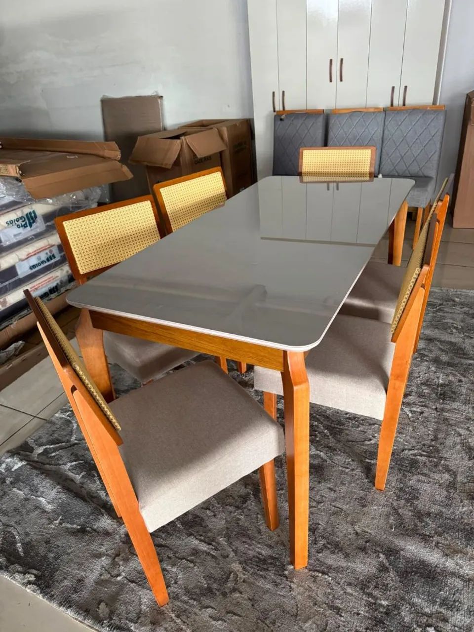 Mesa Alegra 1.60 de 6 cadeiras 100% madeira 