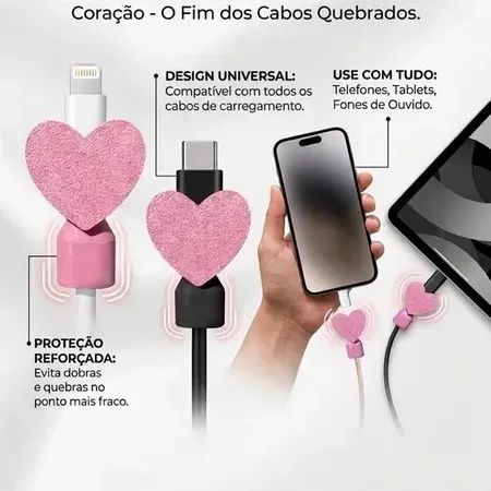 Protetor de cabos Universal Coração