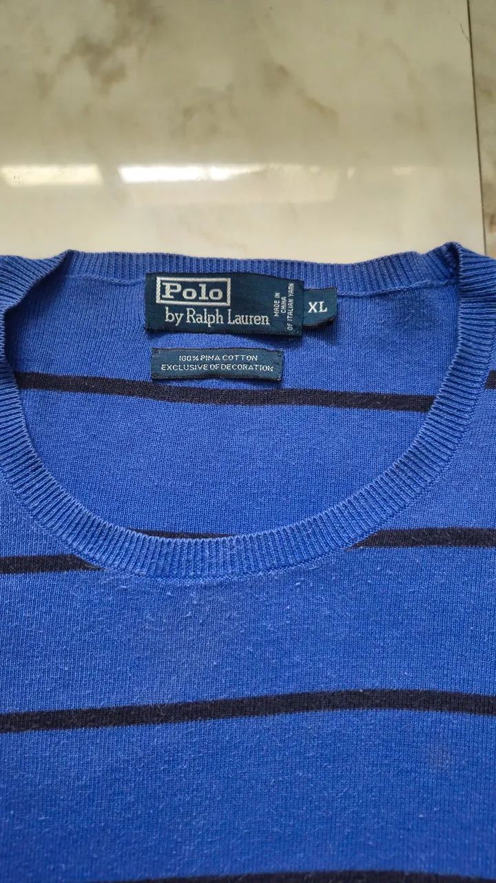 Suéter Vintage Polo Ralph Lauren Azul - Foto 3