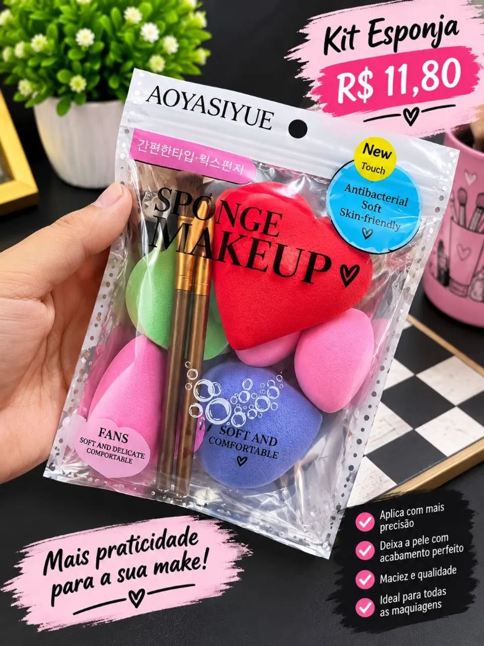 Kit esponjas para maquiagem 