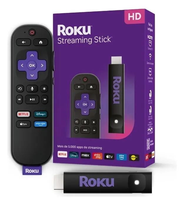 Roku Streaming Stick Para Tv Hd/fhd Controle Por Voz