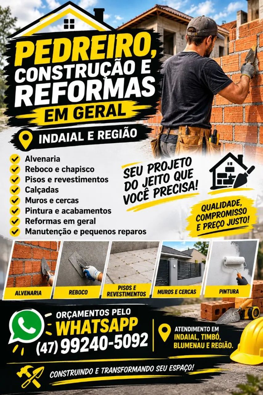 Serviços de pedreiro e reformas em geral 