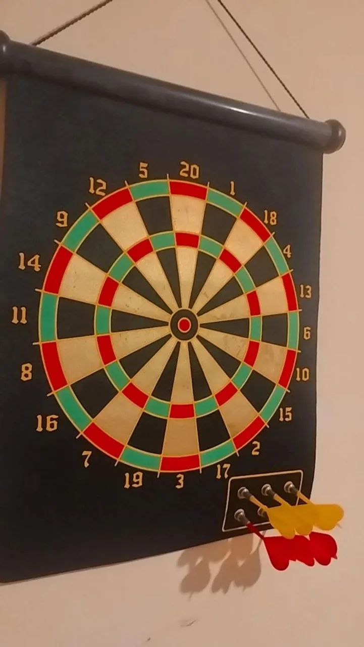 Jogo de Dardos Magnético Completo - Tabuleiro Dupla Face + 6 Dardos