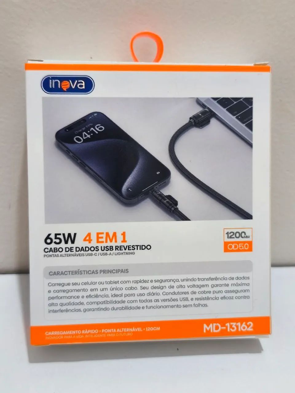Cabo 4 em 1 turbo 65W Inova preto - Foto 4