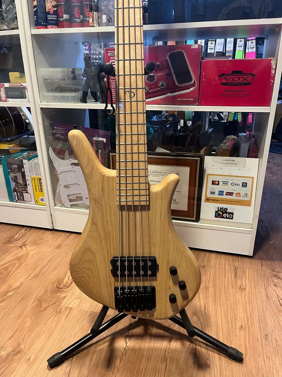 Baixo Dean Sledgehammer 5 string bass 2000's Natural Ash - Foto 3