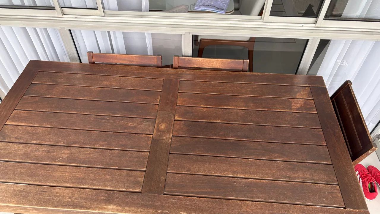 Mesa de varanda retangular com banco e três cadeiras  - Foto 3