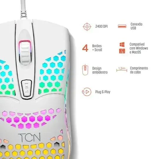 Mouse Gamer USB TCN 2400 DPI - Foto 3