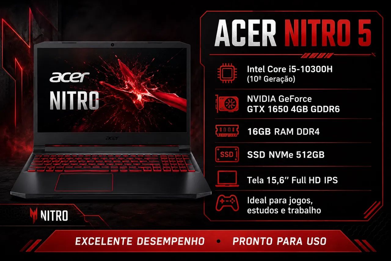 Notebook Gamer Acer Nitro 5 AN515-55-585H 