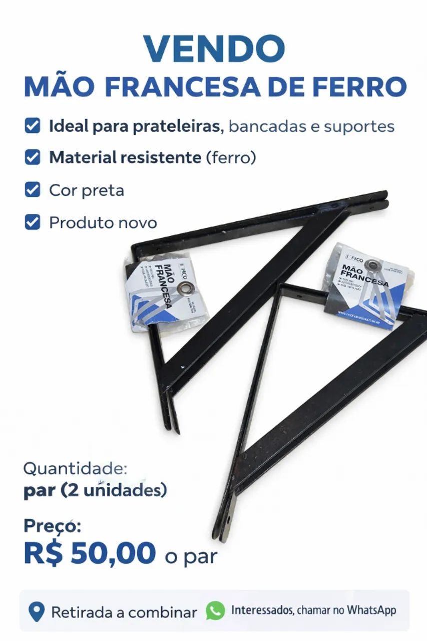 Mão francesa com parafusos e buchas