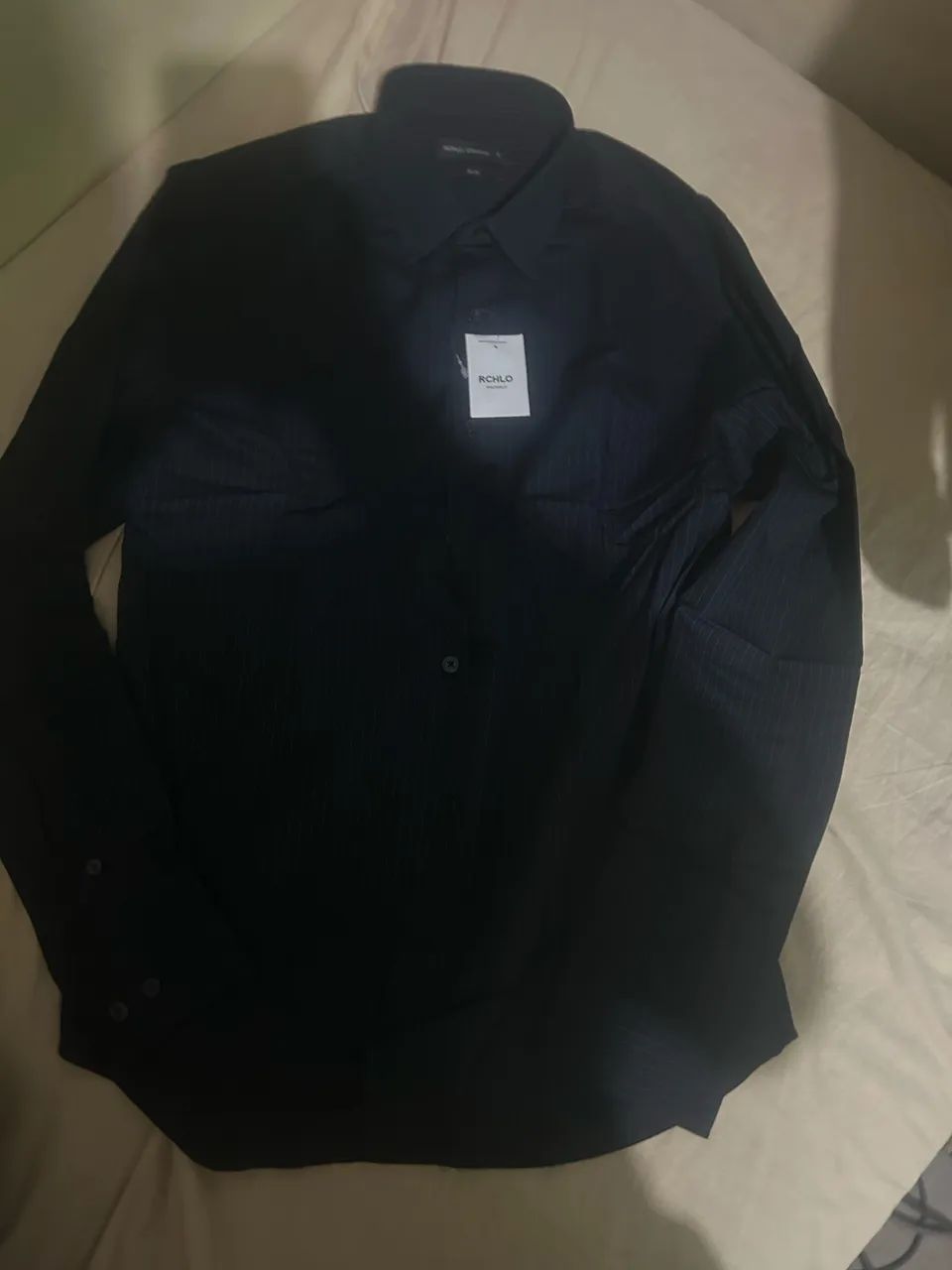 camisa social manga longa, azul. Nova.