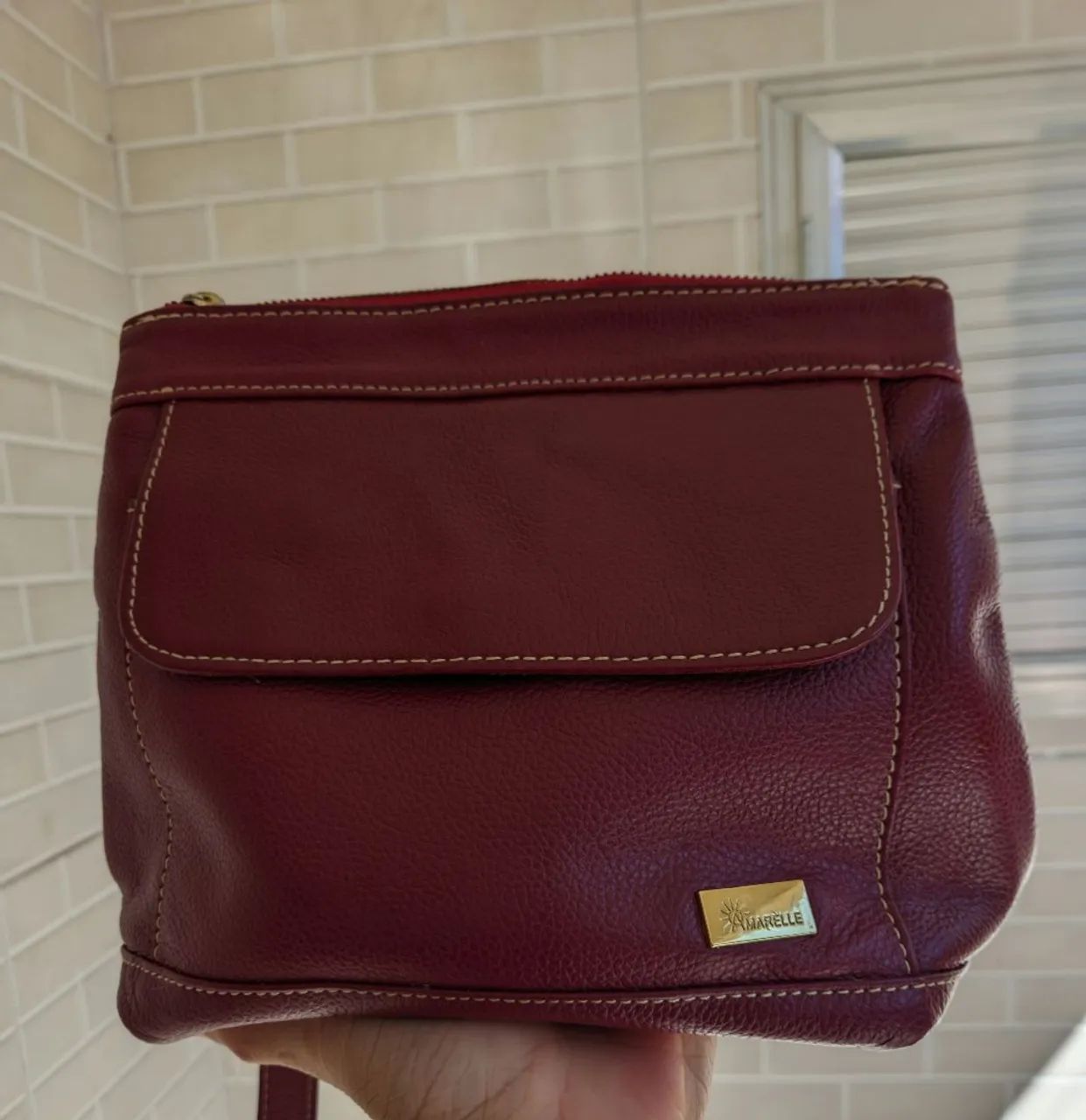 Bolsa de Couro Vinho - Amarelle