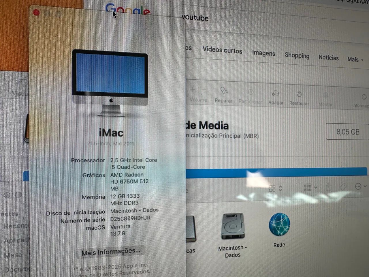 iMac 2011 21 polegadas i5 12gb de memória placa de vídeo de 512mb Ssd 240gb e Hd de 500gb - Foto 2