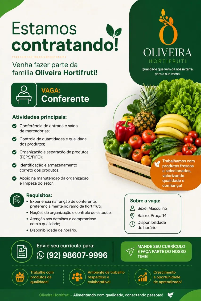 Vaga para conferente 