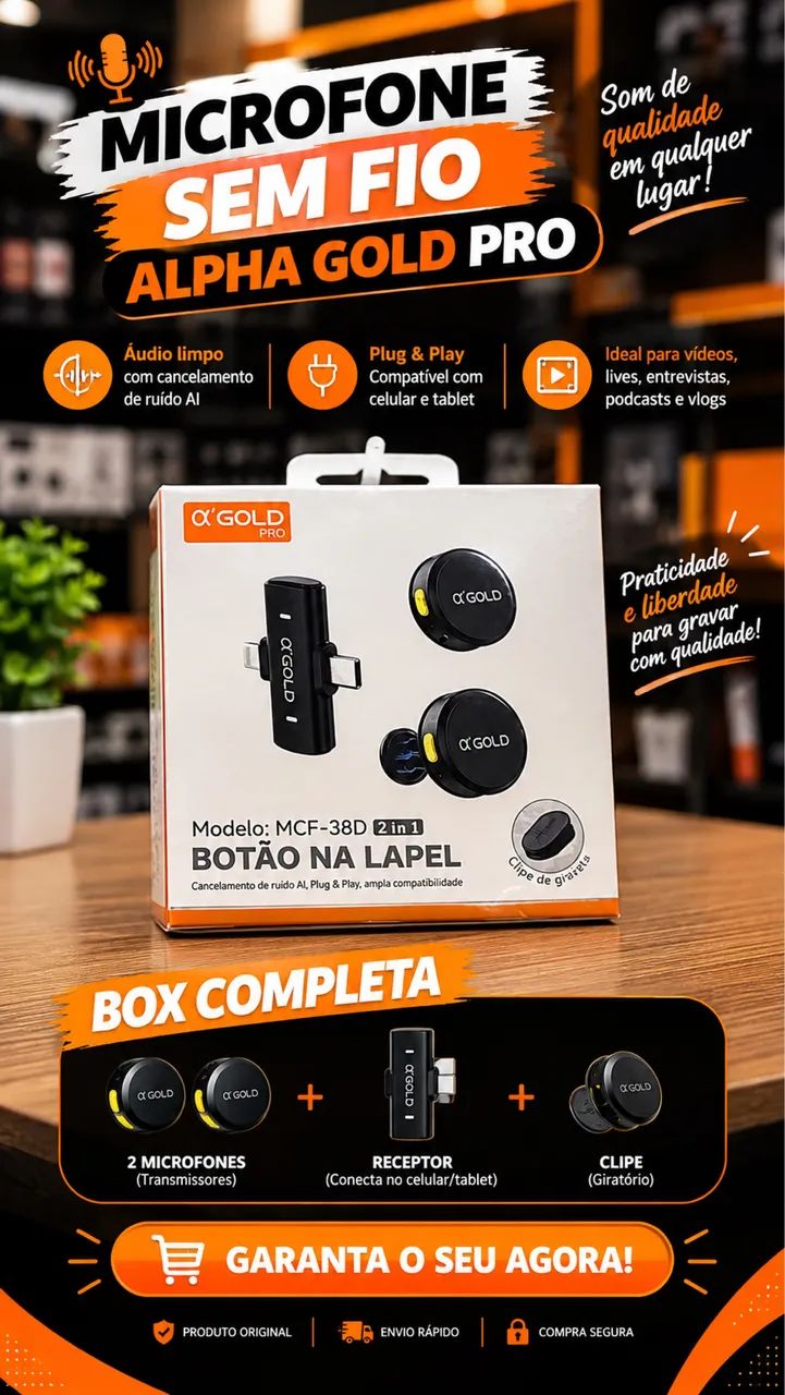 Microfone de Lapela Alpha Gold