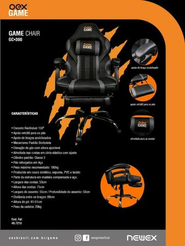 Cadeira Gamer Oex Gc-300 produto novo na caixa pronta entrega - Foto 3