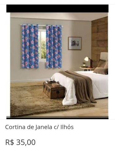 Cortina de Janela c/ Ilhós - Tecido: Poliéster - Tamanho: 2,40 X 1,70