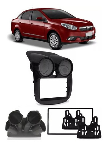 Moldura De Painel Dvd 2 Din Fiat Grand Siena 2013 à 2020 - Com Duto de Ar - Black Piano