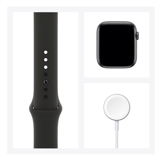 Apple Watch SE (GPS, 44mm) - Caixa de alumínio cinza-espacial - Pulseira esportiva Preto - Foto 4