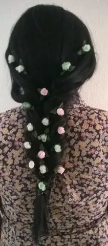 Kit 10 mini rosas com pérolas para cabelos  - Foto 4