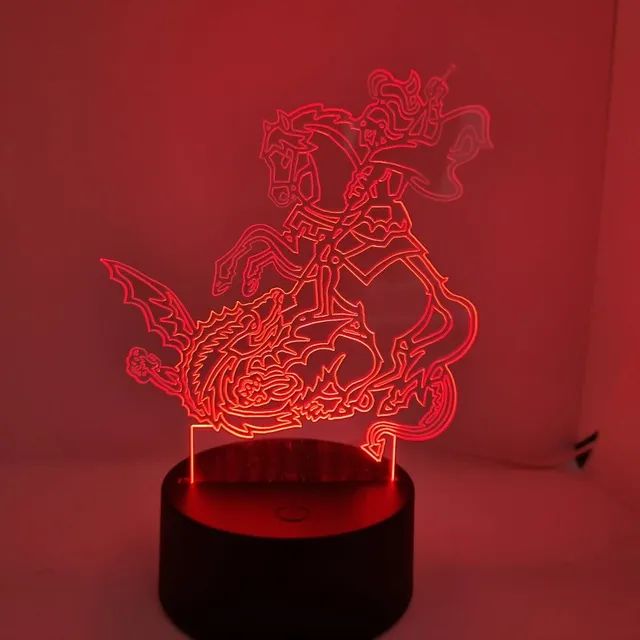 Luminária Led São Jorge em acrílico gravado 7 cores RGB - Foto 3