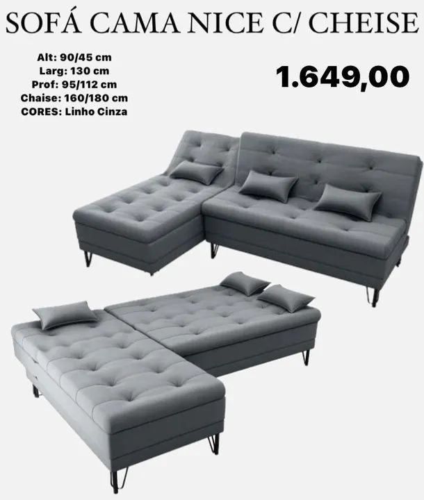 Sofá cama duplo Nice luxo - ENTREGA HOJE !!! 