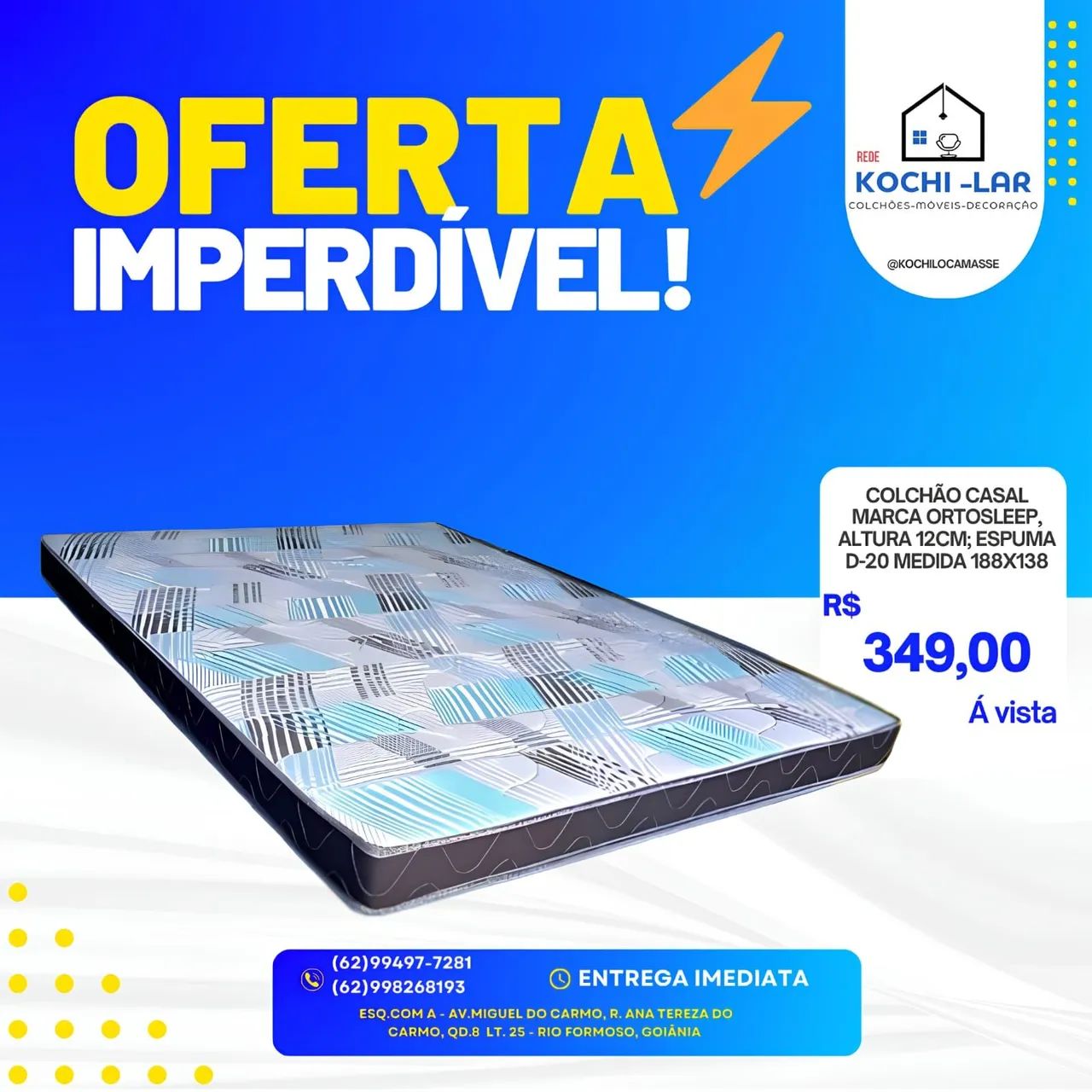 Colchão Casal Ortosleep D-20 188x138 - 12cm de Espuma - OFERTA IMPERDÍVEL!