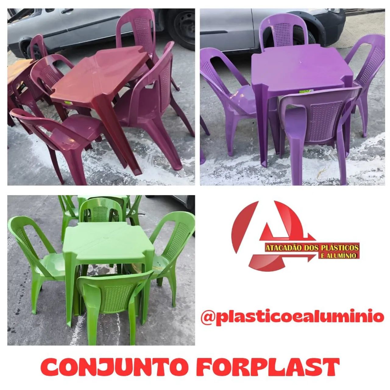 Conjunto de Mesa e Cadeiras Plásticas Forplast