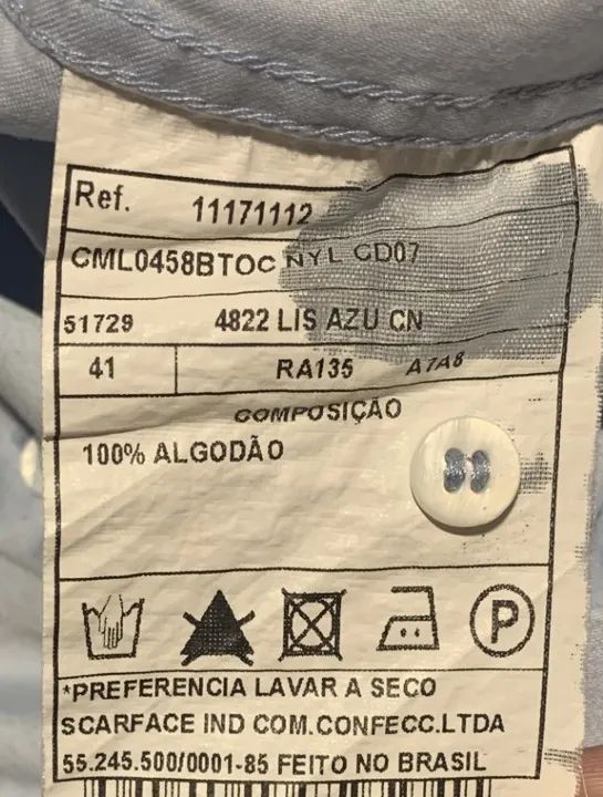 Camisa Social Masculina Ricardo Almeida Original Logo Bordado Azul Claro - Tamanho 41 / M - Foto 5