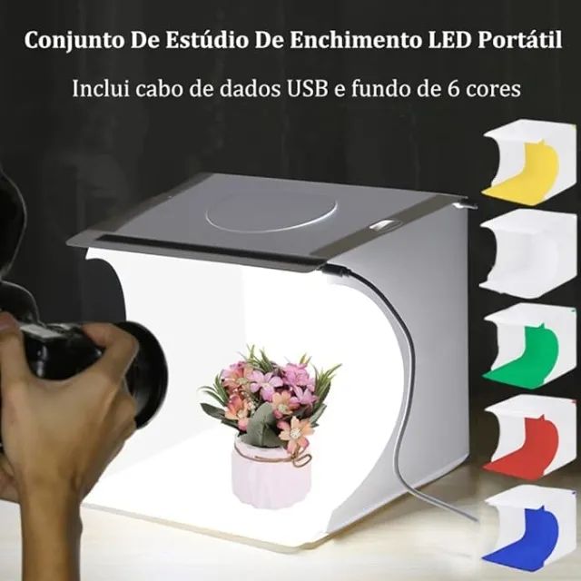 Estúdio Fotográfico Portátil, Tenda Fotográfica de Estúdio Fotográfico de 23cm x 23cm - Foto 5