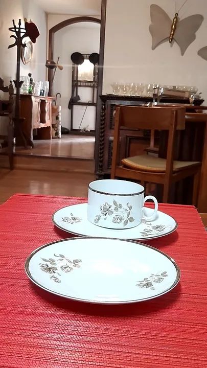 Trio porcelana Renner; Medaillon, friso prateado. - Foto 2